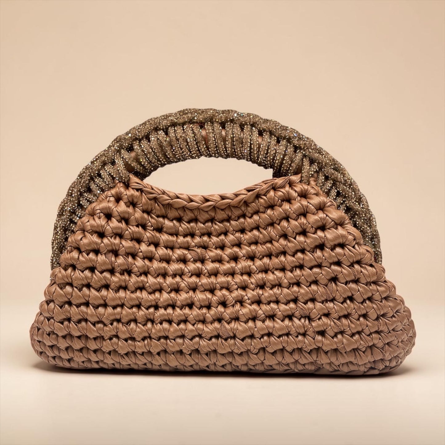 ZD Raseel Dark Brown Clutch With Brown Rhinestone
