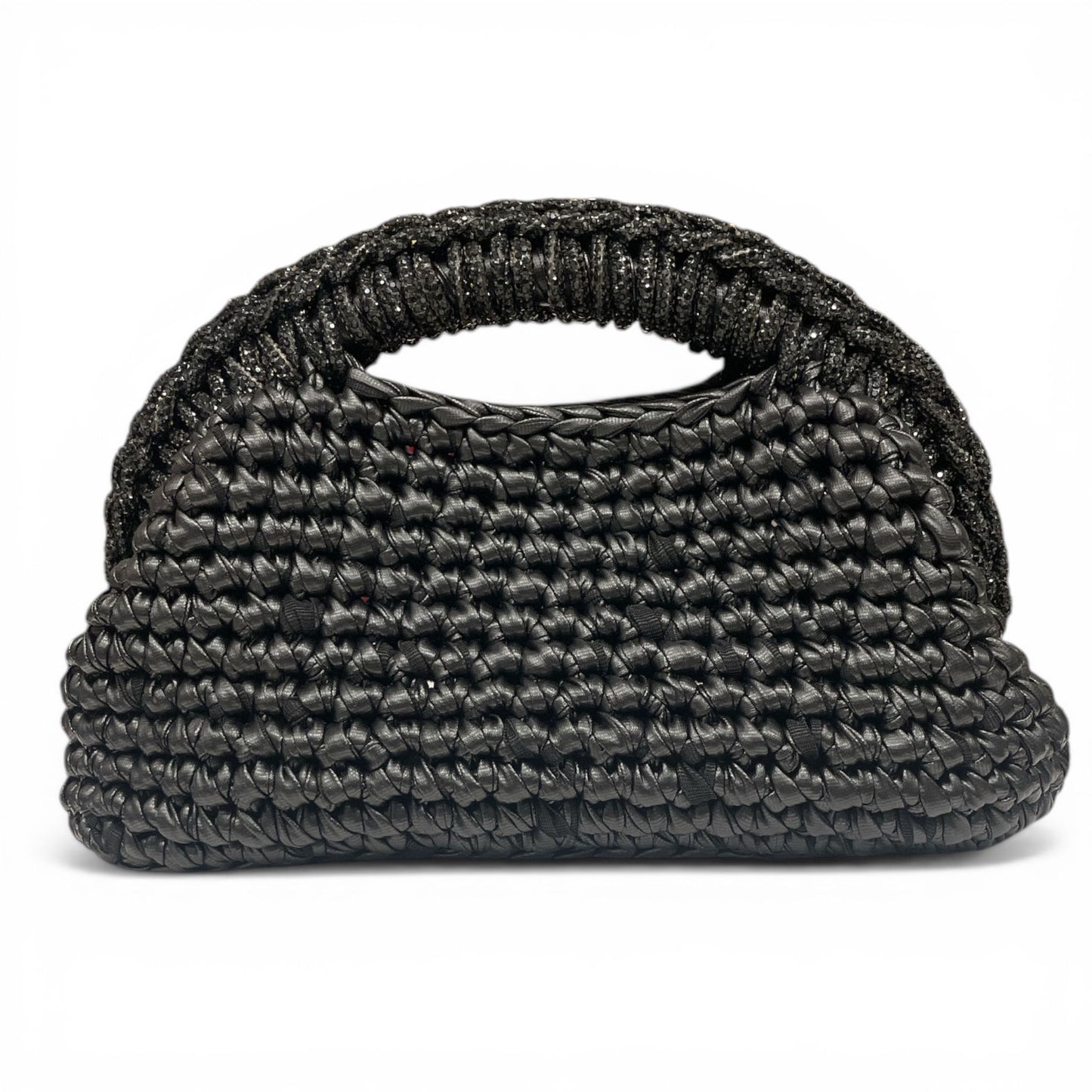 ZD Raseel Black Clutch With Black Rhinestone