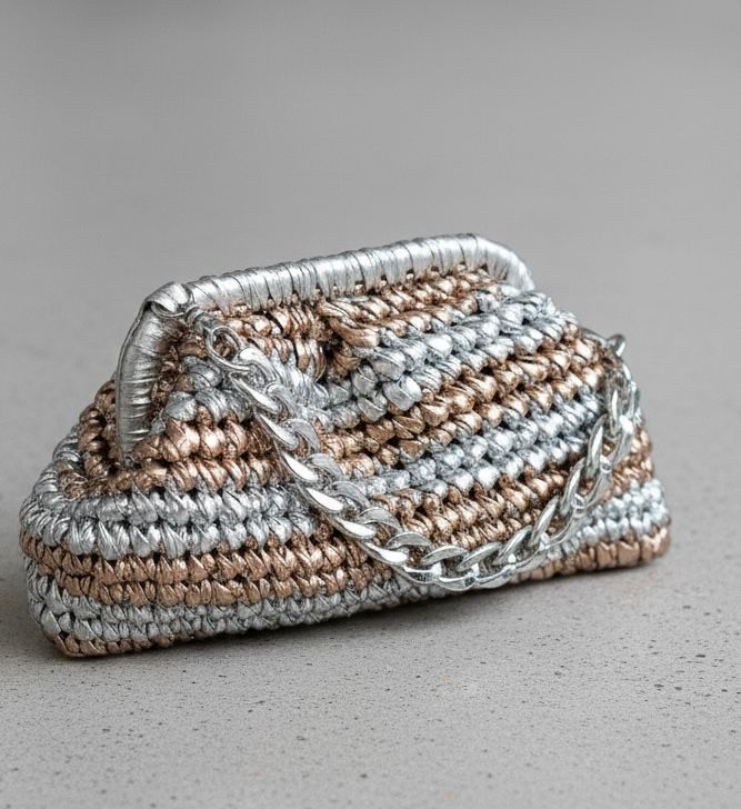 ZD Small Razzle Dazzle Clutch in Bronze & Silver-Double Tone