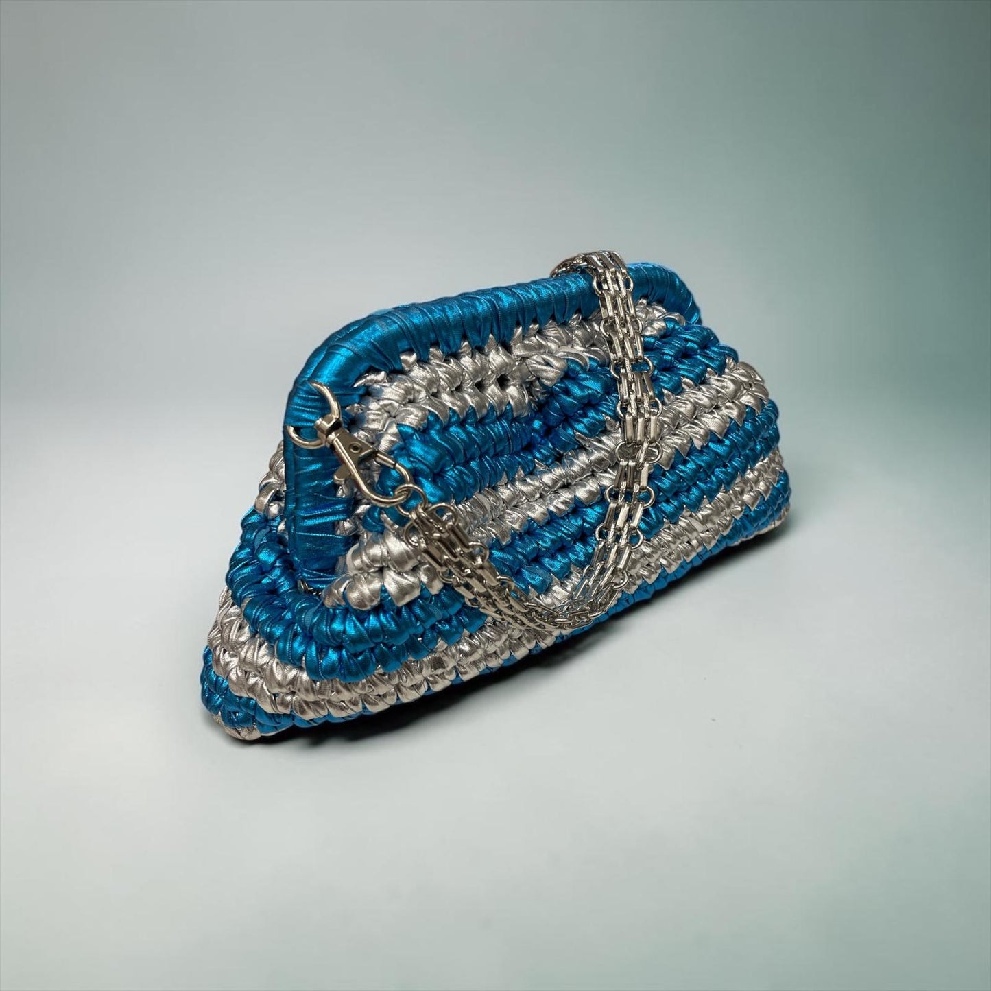 ZD Small Razzle Dazzle Clutch in Electrifying Blue & Silver-Double Tone