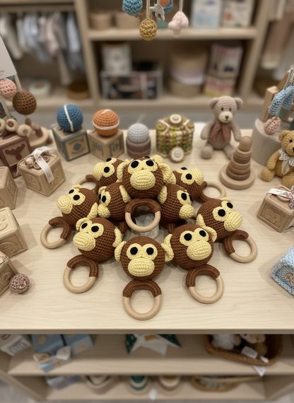 ZD Crochet Monkey Rattle-Handmade with love