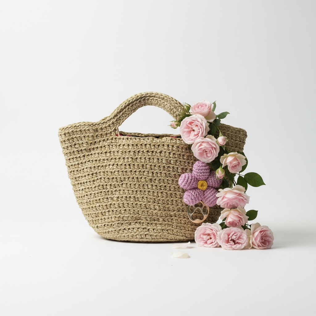 ZD Bucket Bag in Beige Raffia