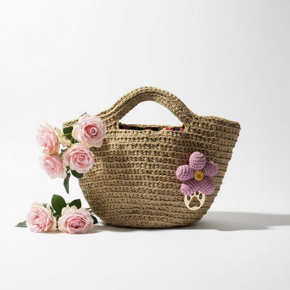 ZD Bucket Bag in Beige Raffia