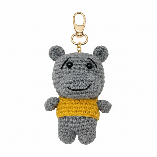 ZD Huggable Hippo Bag Charm-Hand Crocheted