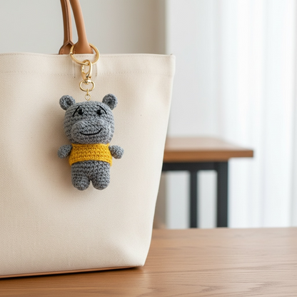 ZD Huggable Hippo Bag Charm-Hand Crocheted