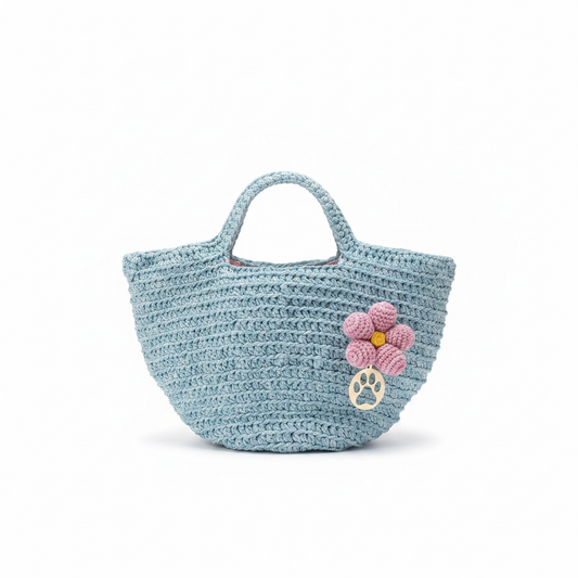 ZD Bucket Bag in Ice Blue Raffia