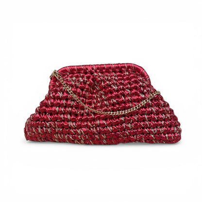 ZD Small Razzle Dazzle Clutch in Imperial Red with Gold Cord