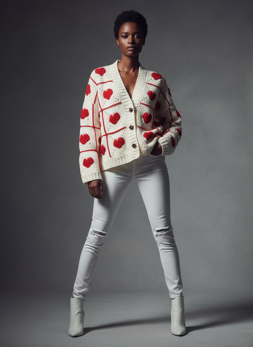 The ZD Heart Crochet Granny Square Cardigan
