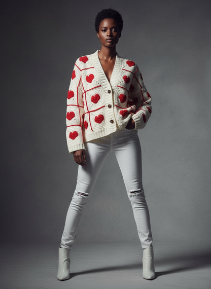 The ZD Heart Crochet Granny Square Cardigan