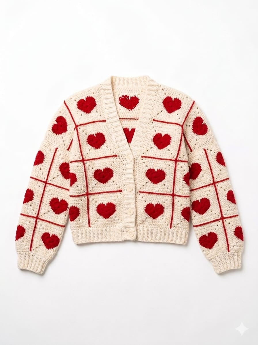 The ZD Heart Crochet Granny Square Cardigan