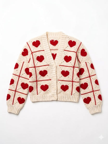 The ZD Heart Crochet Granny Square Cardigan