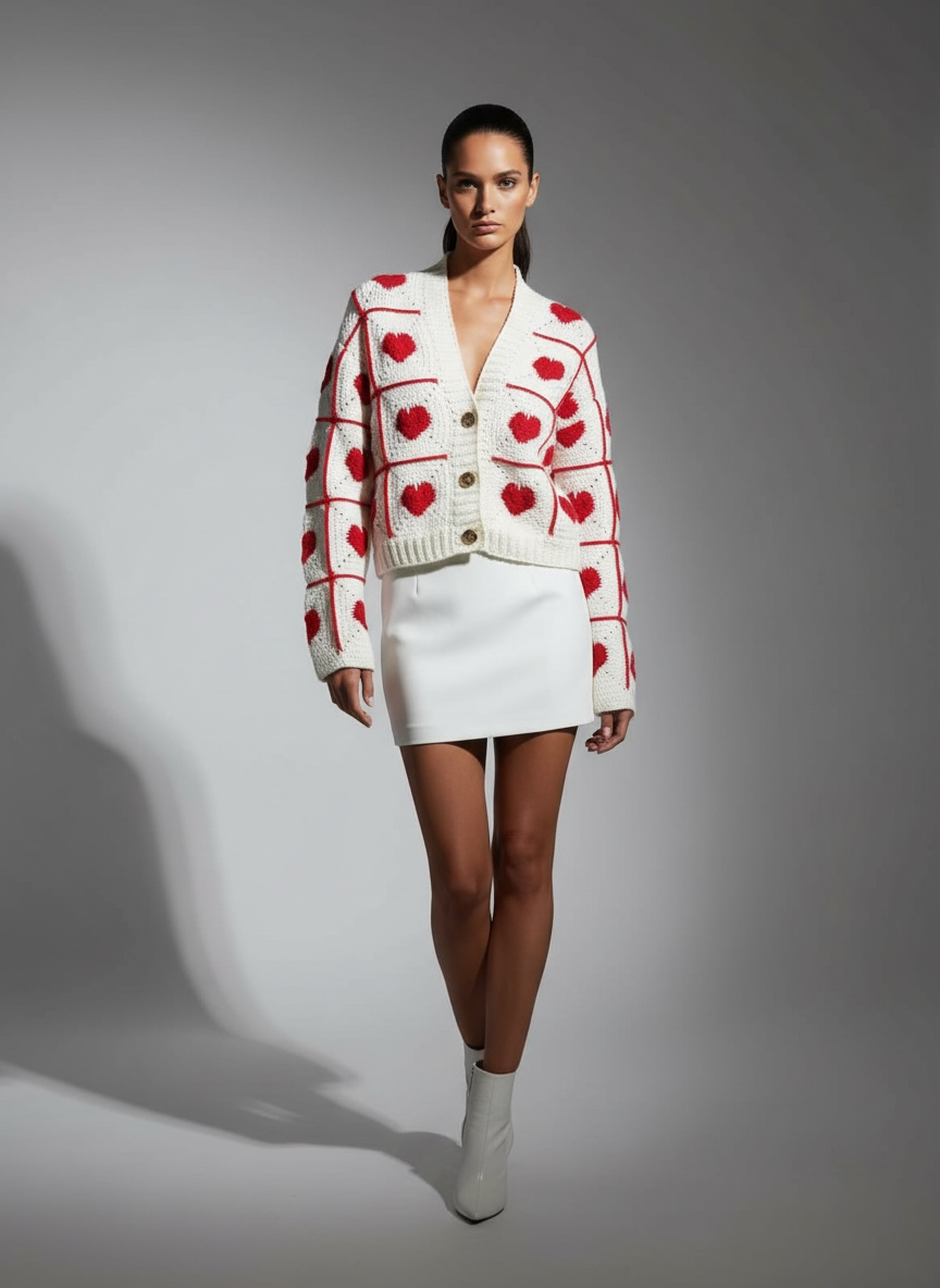 The ZD Heart Crochet Granny Square Cardigan