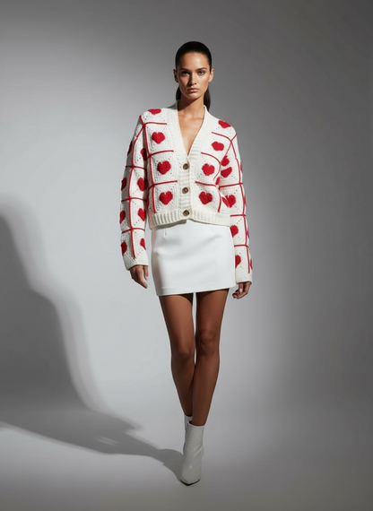 The ZD Heart Crochet Granny Square Cardigan