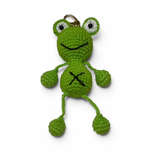 ZD Ribbit Riff Frog Bag Charm-Hand Crocheted