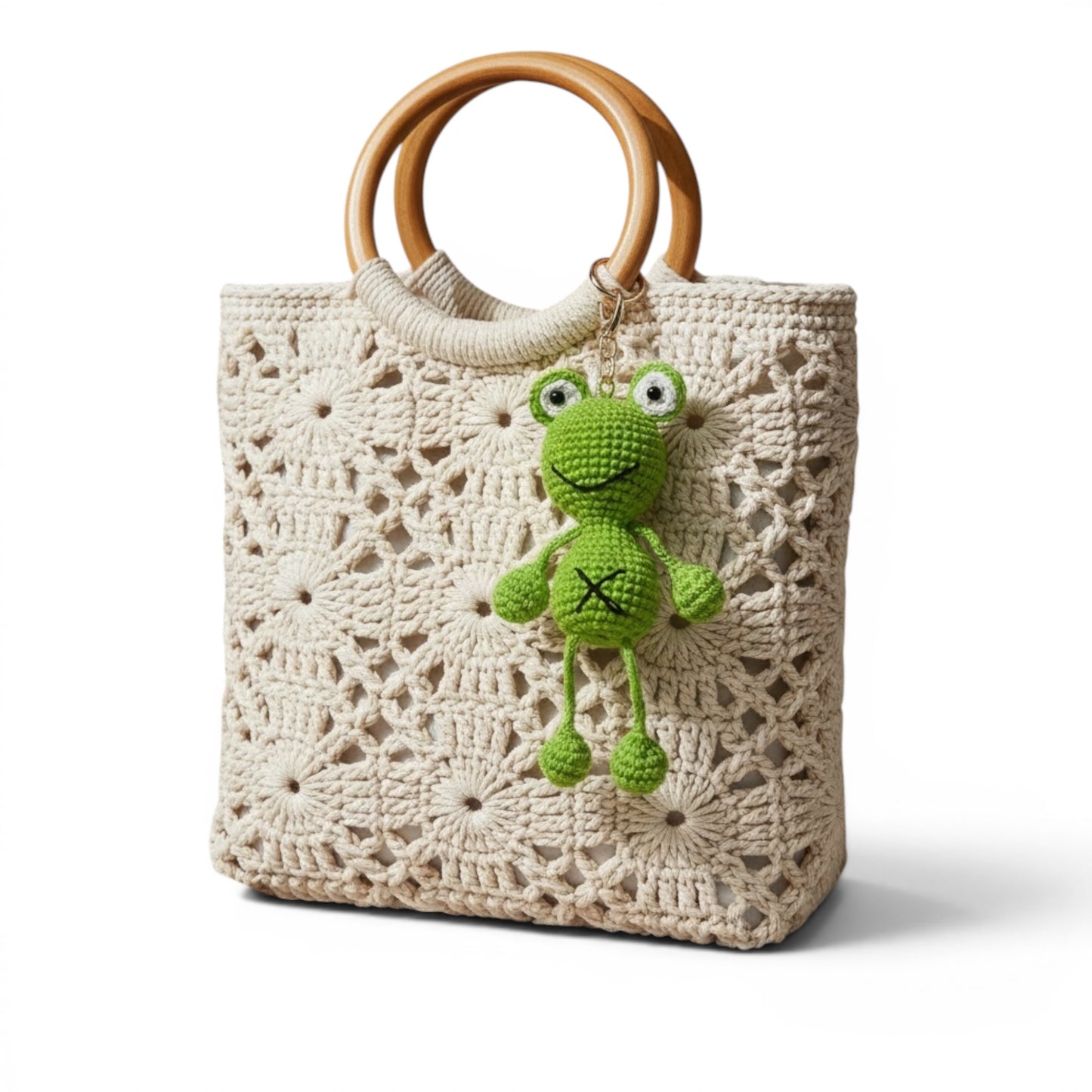 ZD Ribbit Riff Frog Bag Charm-Hand Crocheted
