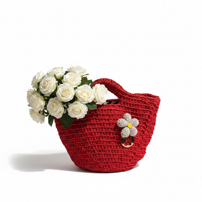 ZD Bucket Bag in Red Raffia