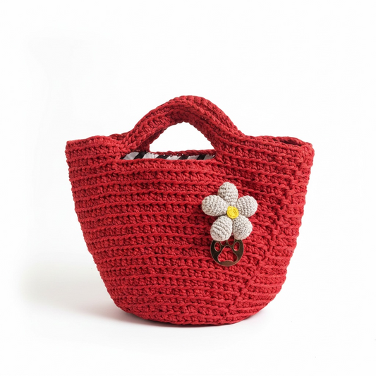 ZD Bucket Bag in Red Raffia