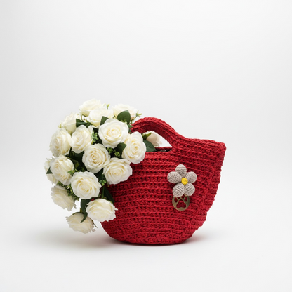 ZD Bucket Bag in Red Raffia