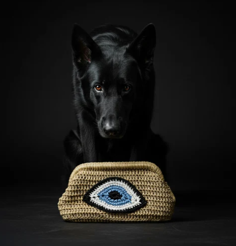 ZD Beige Nazar Batua Evil Eye Clutch