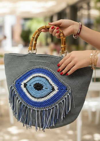 ZD Ibiza Tote in Slate Grey- Bamboo Resin Handles