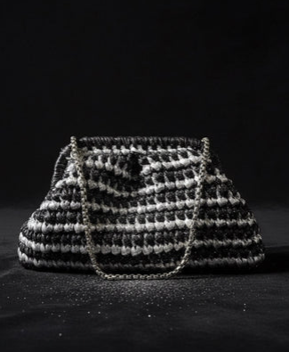 ZD Small Razzle Dazzle Clutch in Silver & Black-Double Tone