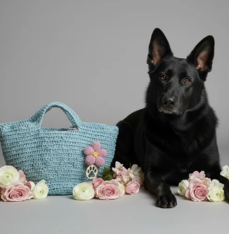 ZD Beige and Ice Blue Bucket Bag