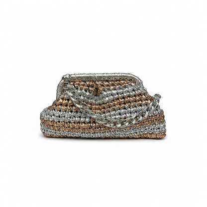 ZD Small Razzle Dazzle Clutch in Bronze & Silver-Double Tone