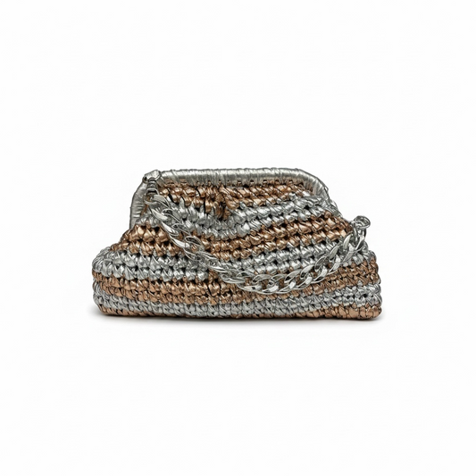 ZD Small Razzle Dazzle Clutch in Bronze & Silver-Double Tone
