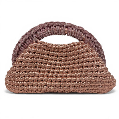 ZD Raseel Rose Gold Clutch With Pink Rhinestone