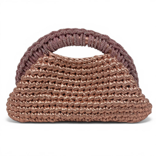 ZD Raseel Rose Gold Clutch With Pink Rhinestone