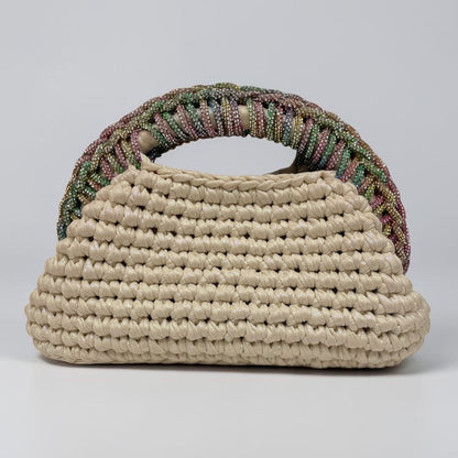 ZD Raseel Cloud Dancer Clutch With Rainbow Rhinestone