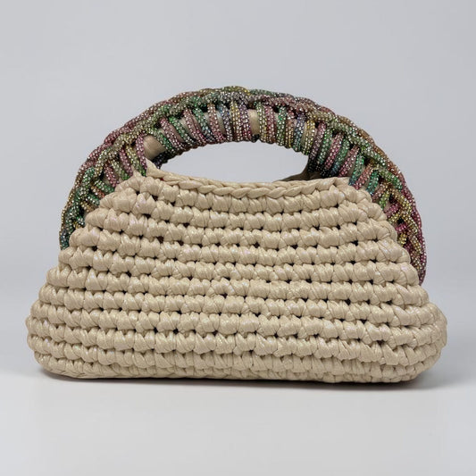 ZD Raseel Cloud Dancer Clutch With Rainbow Rhinestone