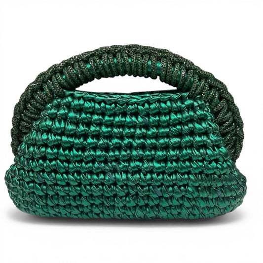 ZD Raseel Green Clutch With Green Rhinestone