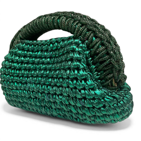 ZD Raseel Green Clutch With Green Rhinestone