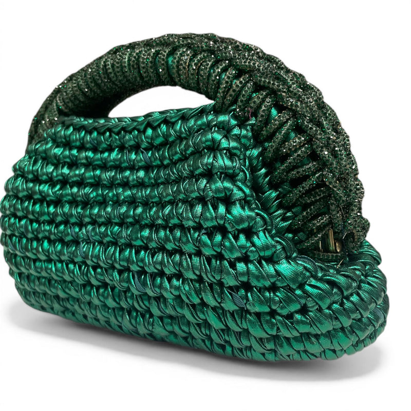 ZD Raseel Green Clutch With Green Rhinestone