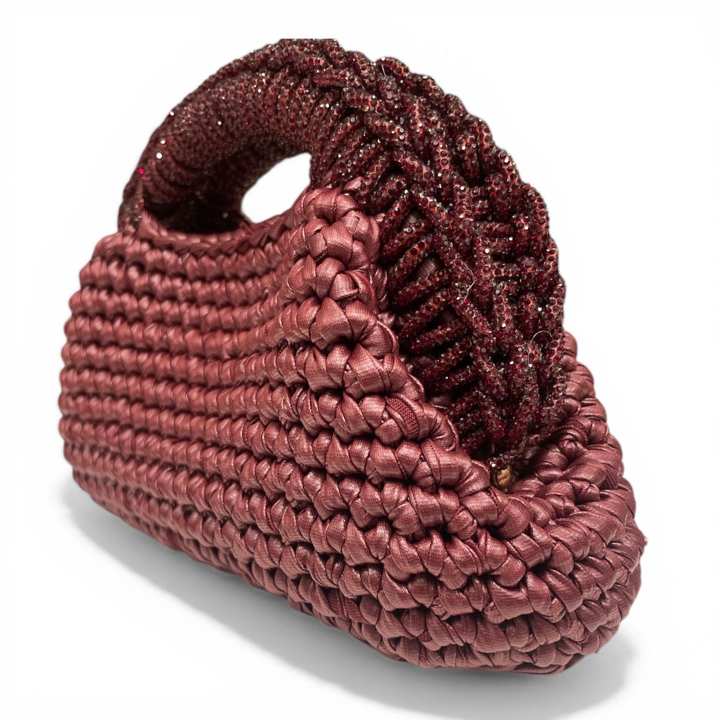 ZD Raseel Plum  Clutch With Plum Rhinestone