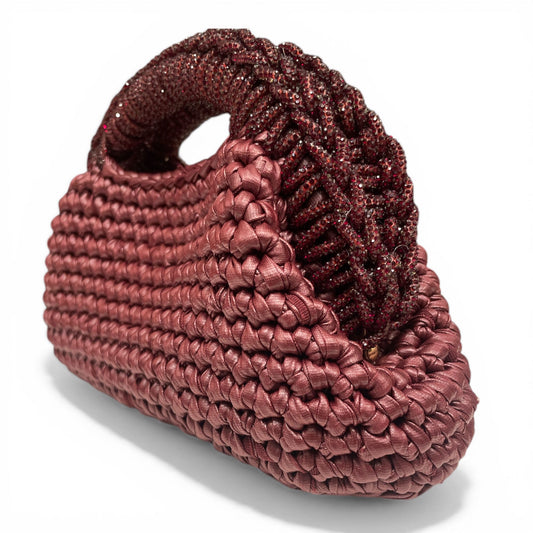 ZD Raseel Plum  Clutch With Plum Rhinestone