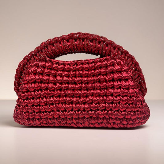 ZD Raseel Red Clutch With Red Rhinestone