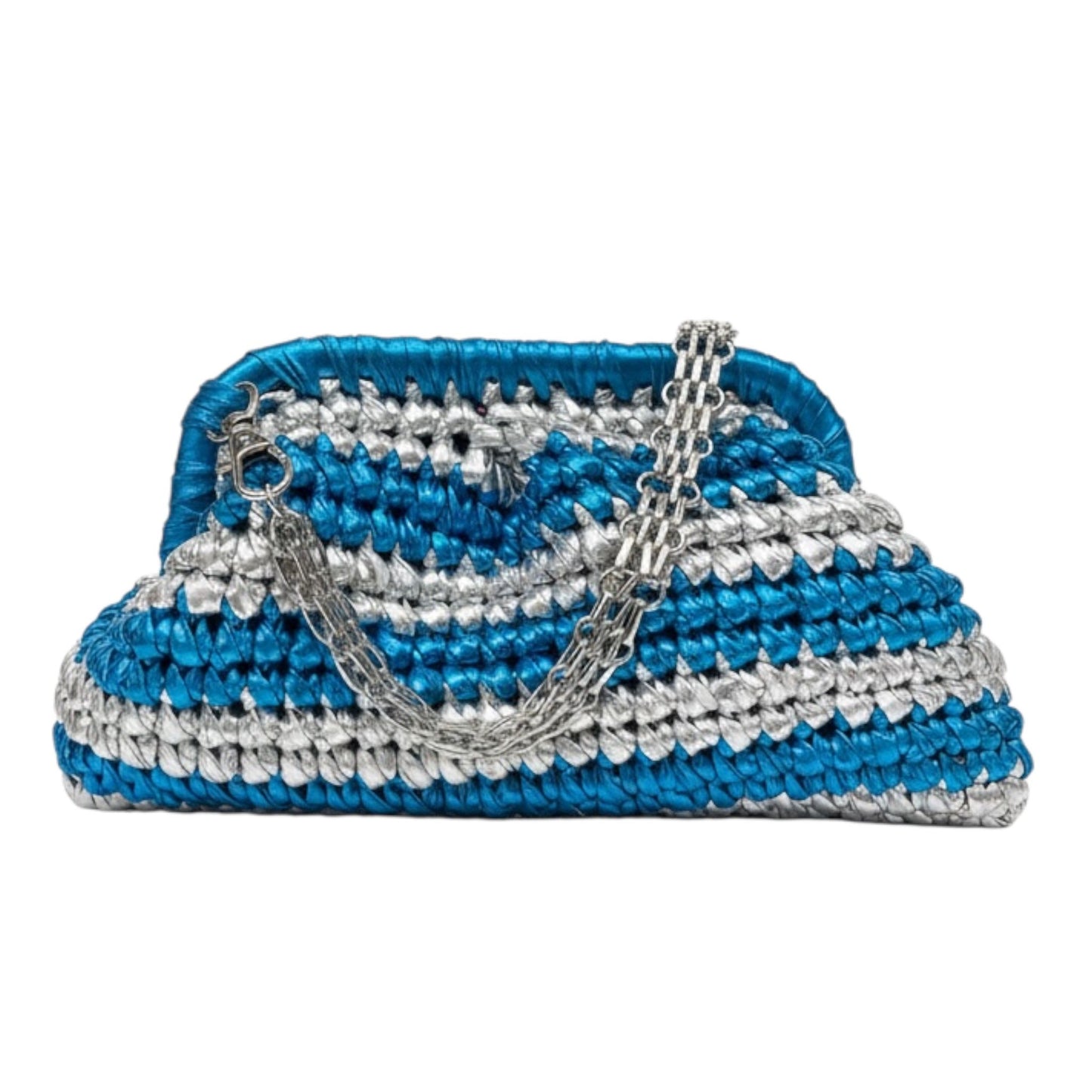 ZD Small Razzle Dazzle Clutch in Electrifying Blue & Silver-Double Tone