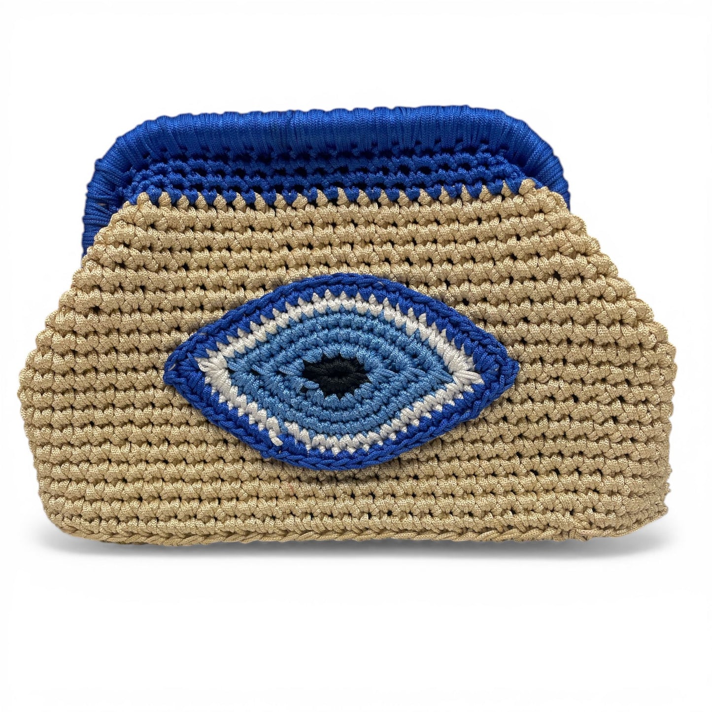 ZD Nazar Batua Clutch in Beige & Cobalt
