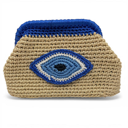 ZD Nazar Batua Clutch in Beige & Cobalt