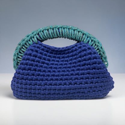 ZD Raseel Blue Clutch With Turquoise Rhinestone