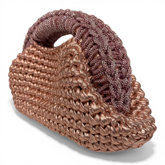 ZD Raseel Rose Gold Clutch With Pink Rhinestone