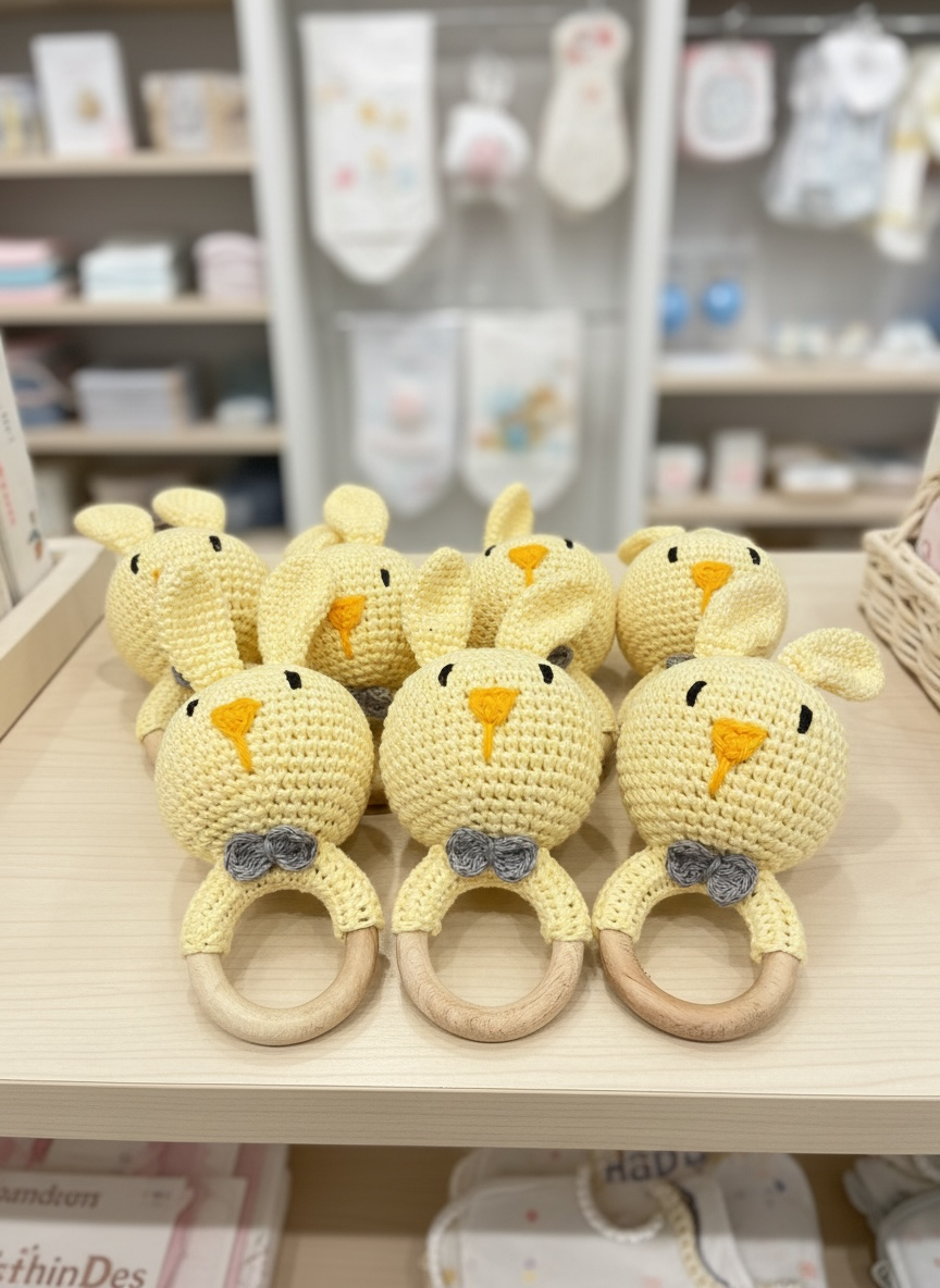 ZD Crochet Yellow Bunny Rattle-Handmade with love
