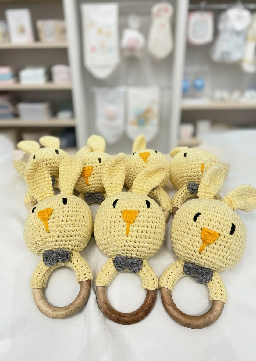 ZD Crochet Yellow Bunny Rattle-Handmade with love