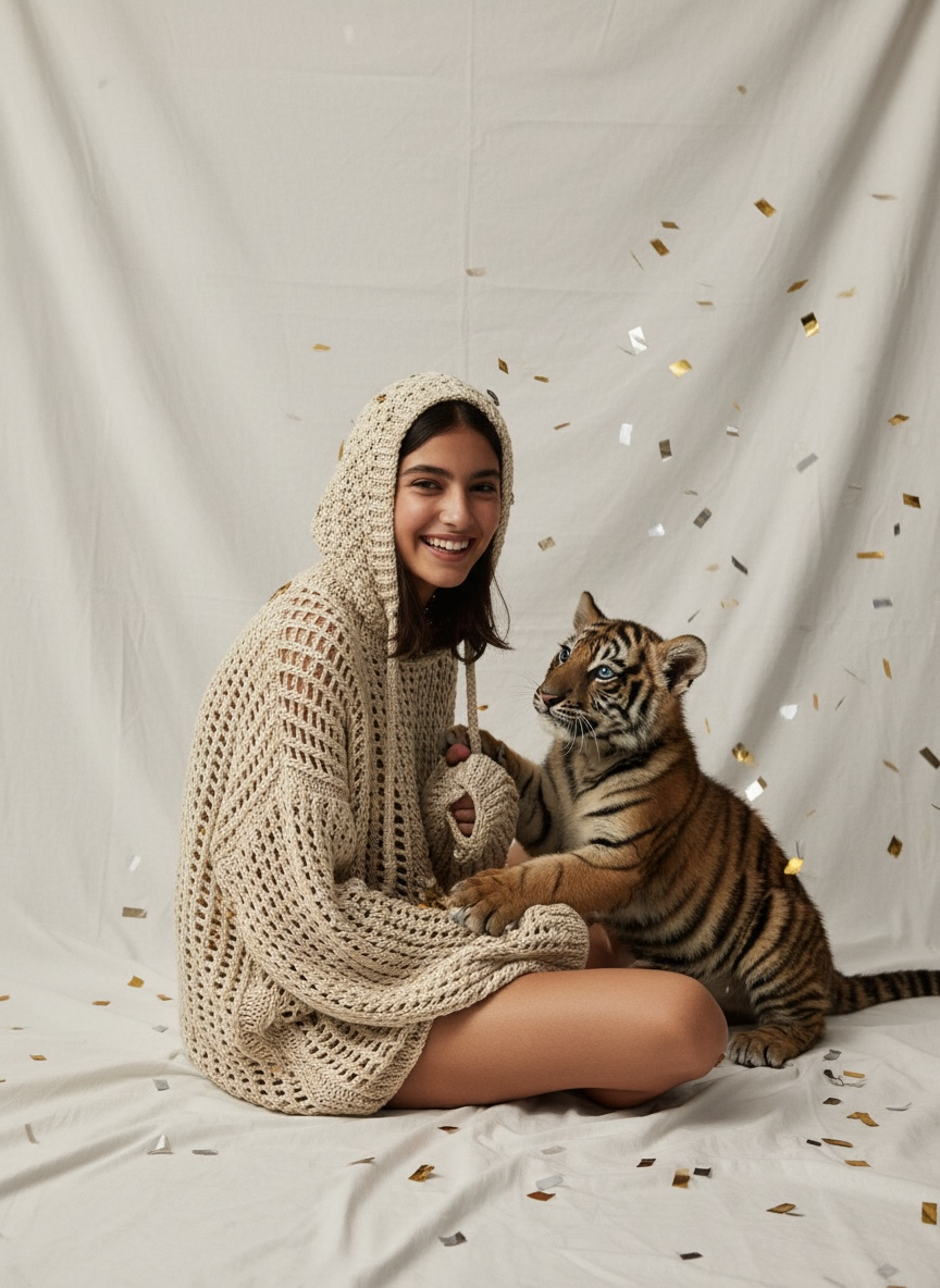 The ZD Cotton Knit Beige Hoodie