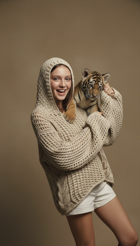 The ZD Cotton Knit Beige Hoodie
