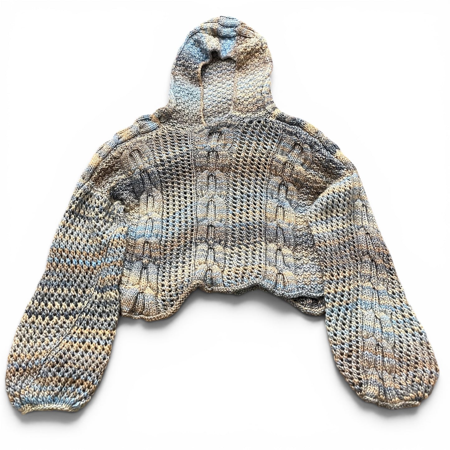 The ZD Crop Hoodie in Blue & Grey