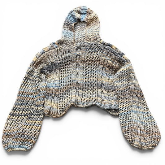 The ZD Crop Hoodie in Blue & Grey