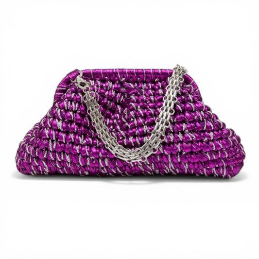 ZD Small Razzle Dazzle Clutch in Royal Purple with silver cord